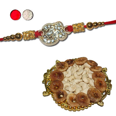 "Rakhi - FR- 8380 A (Single Rakhi) , Dryfruit Thali - code RD400 - Click here to View more details about this Product